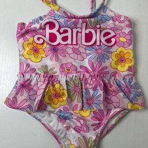 Barbie Toddler One-Piece Swimsuit Pink Floral Ruffle Girls 2T